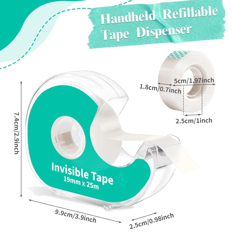 WMQL 12 Invisible Clear Tape, Transparent Tapes with Refillable Dispenser, 3/4 X 1000 Inches Frosted Writable, Clear Tape Refill Rolls for Gift Wrapping, Home, School Office Supplies - Image 2